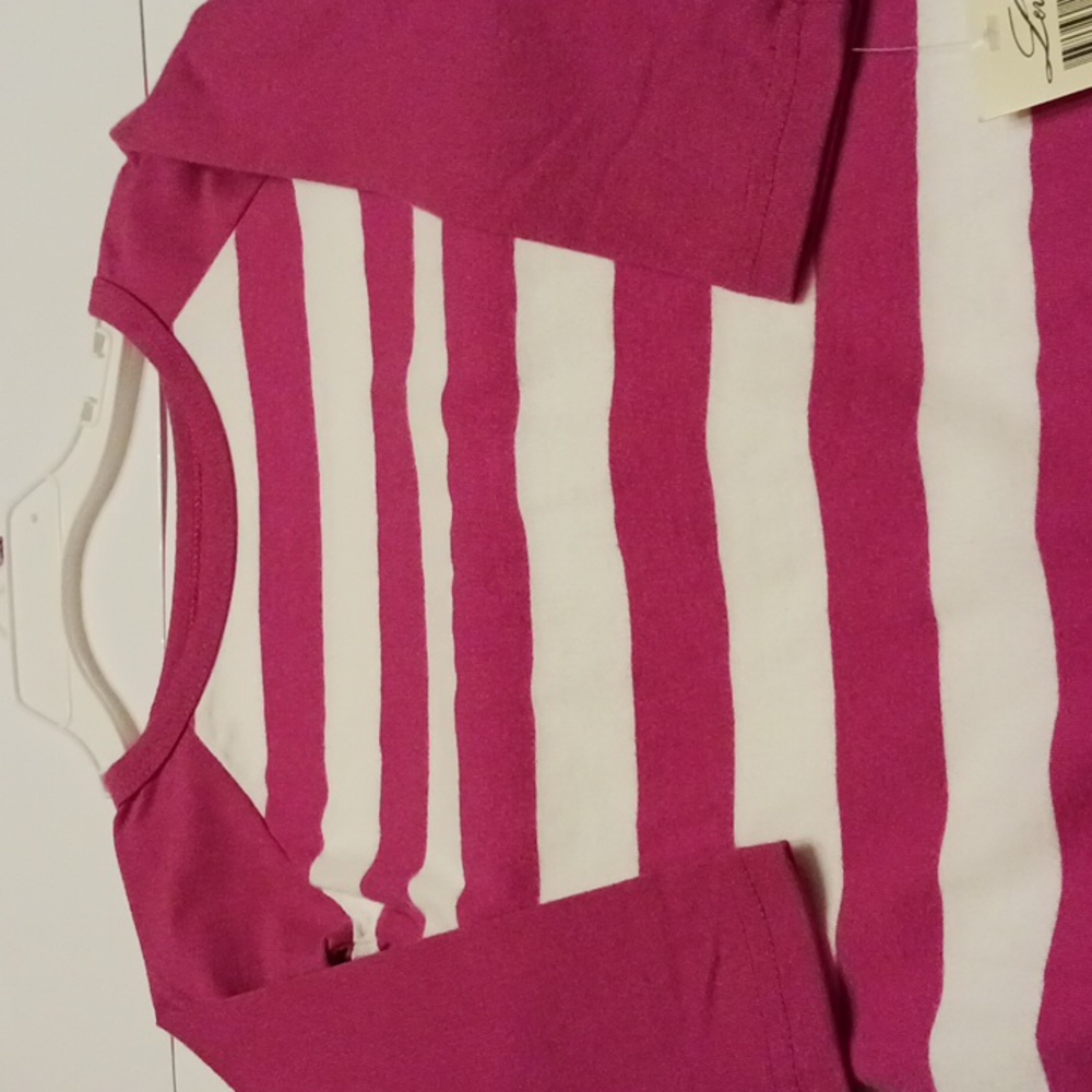 Leveret pink and white hooped dress